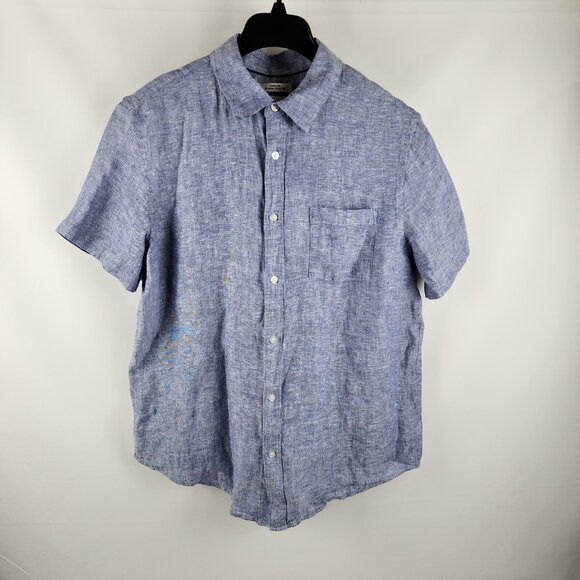 Thom Aaron Shirt Mens Large Blue 100% Linen S/S Button Up NWT - Picture 1 of 7